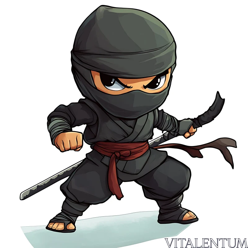 AI ART Chibi Ninja in Action Pose