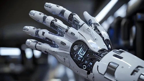 Futuristic Cyborg Hand Close-Up