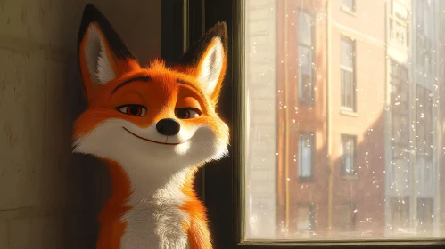 Animated Fox Portrait with Sly Grin