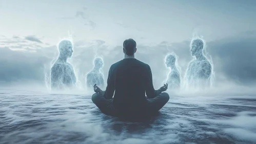 Figure in Meditation with Spirit Forms