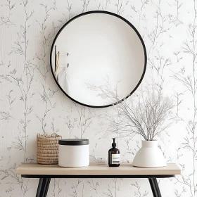 Serene Home Decor with Round Mirror