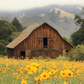 Idyllic Countryside Barn with Mountain View