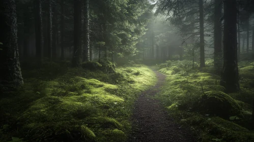 Ethereal Walk Through a Misty Forest