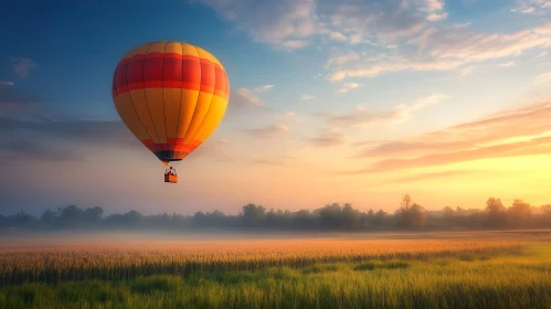 Balloon over golden field