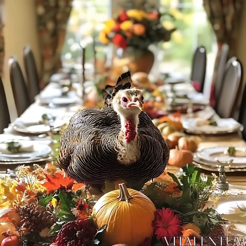 Autumn Feast: A Turkey's Thanksgiving AI Image