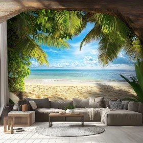 Serene Beach Vista with Palm Trees