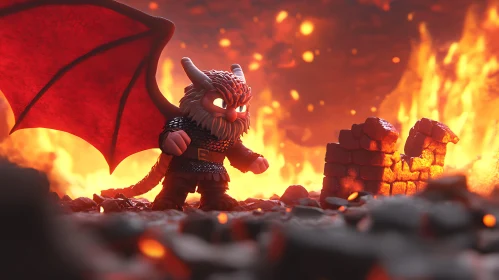 Dragon Warrior Amidst Inferno