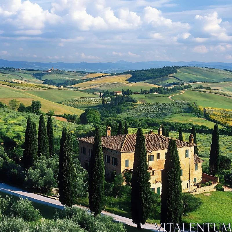 AI ART Idyllic Countryside View in Tuscany, Italy