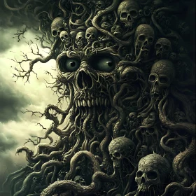 Macabre Skull Tree Art