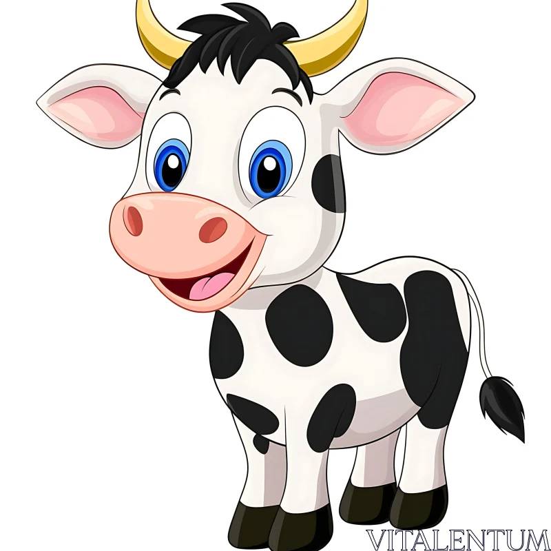 AI ART Playful Cow Cartoon Image