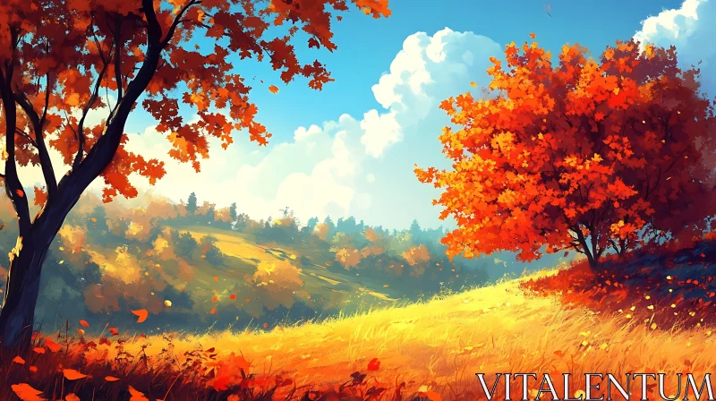 Fall Foliage in Countryside AI Image