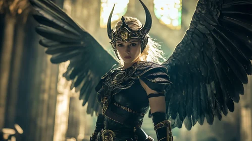 Female Angel with Black Wings