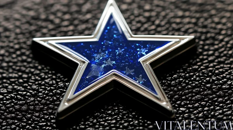 Glittering Blue Star with Metallic Edge AI Image