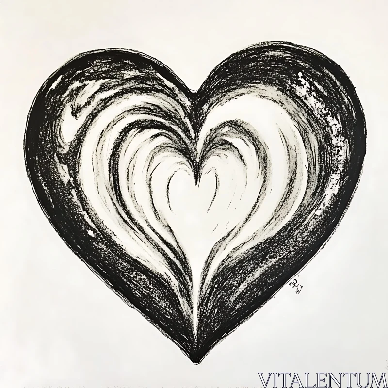 Heart Sketch in Black and White AI Image