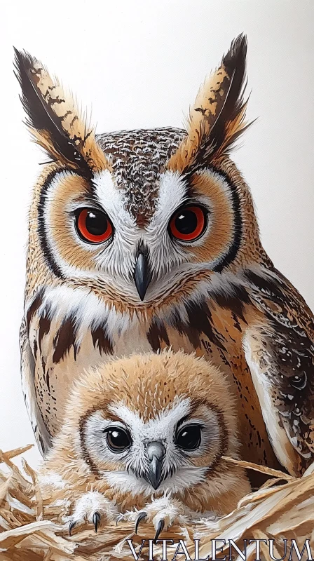 Owl Family Portrait AI Image