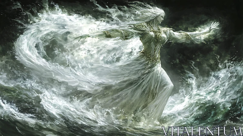 Lady of the Waves AI Image