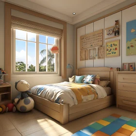 Bright and Airy Kid's Room Interior