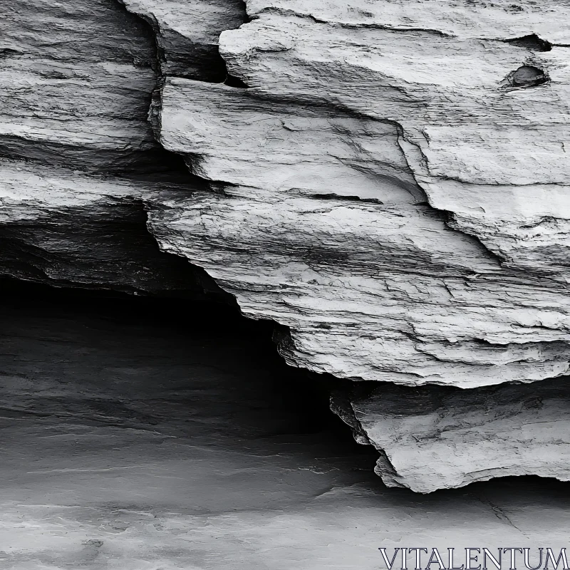 Layered Stone Patterns in Black and White AI Image