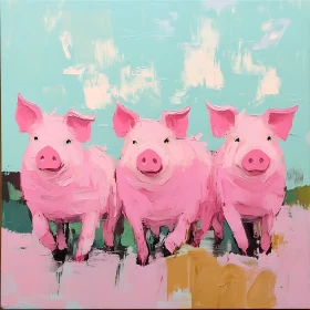 Impressionistic Pigs on the Farm