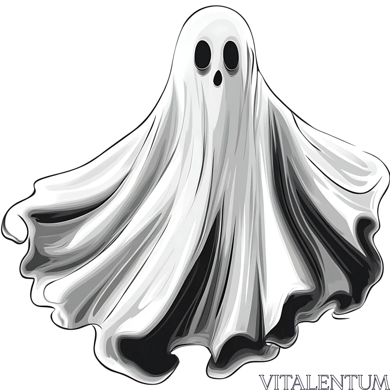 AI ART Friendly Ghost Cartoon Illustration