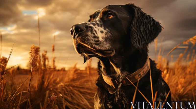 Captivating Canine in Tall Grass: An Intense Western-style Portrait AI Image