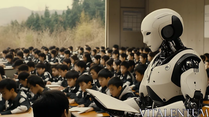 Futuristic Education with Robot Instructor AI Image