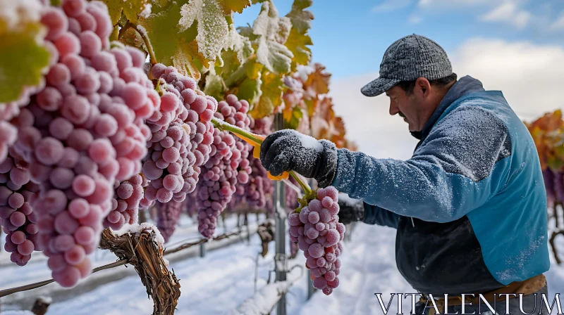 AI ART Harvesting Grapes in Winter