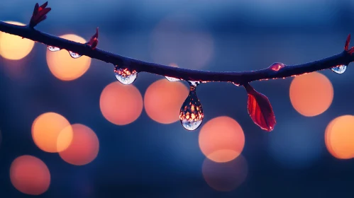 Nature's Evening Raindrop Reflections