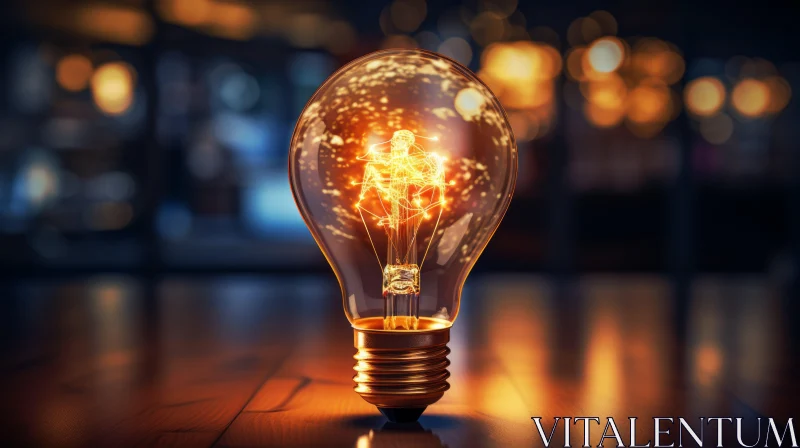 Illuminating Light Bulb Artwork with Industrial Elements AI Image