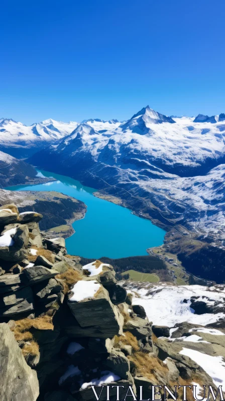 Serene Blue Lake in Swiss Style - A Captivating Natural Beauty AI Image