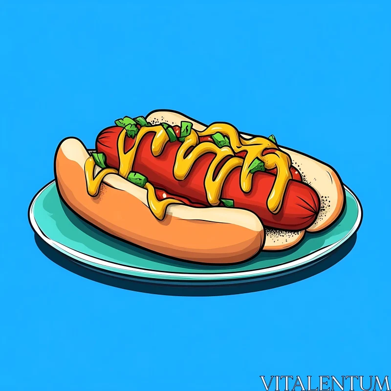 Appetizing Hotdog Illustration AI Image