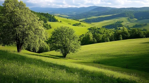 Serene Green Hills and Trees Scenery