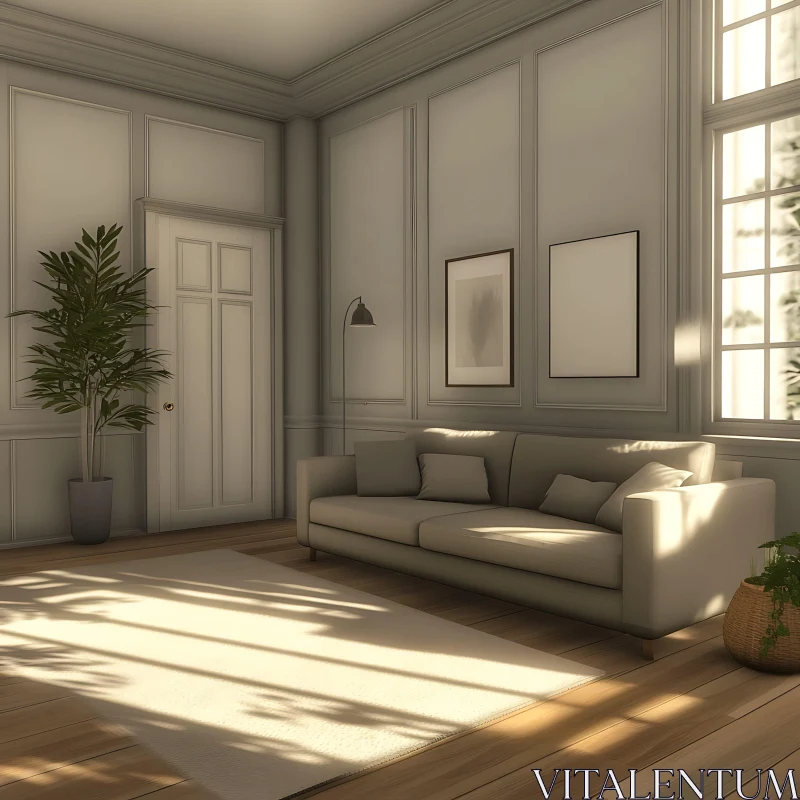 AI ART Peaceful Home Interior with Plants