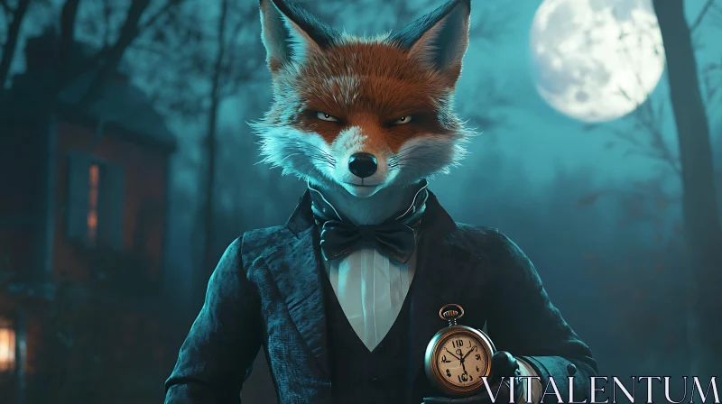 AI ART Dapper Fox in Evening Attire