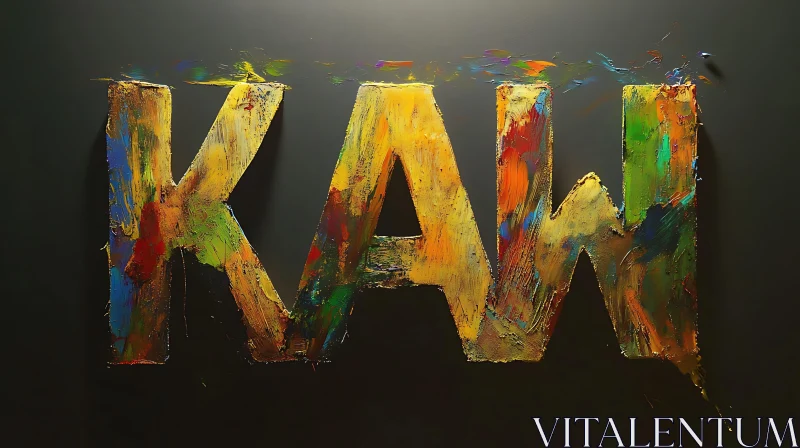 Colorful KAW Typography on Dark Backdrop AI Image