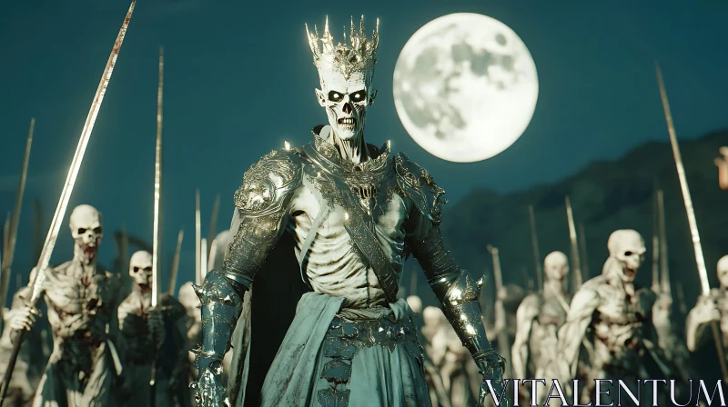 Moonlit March of the Undead King AI Image