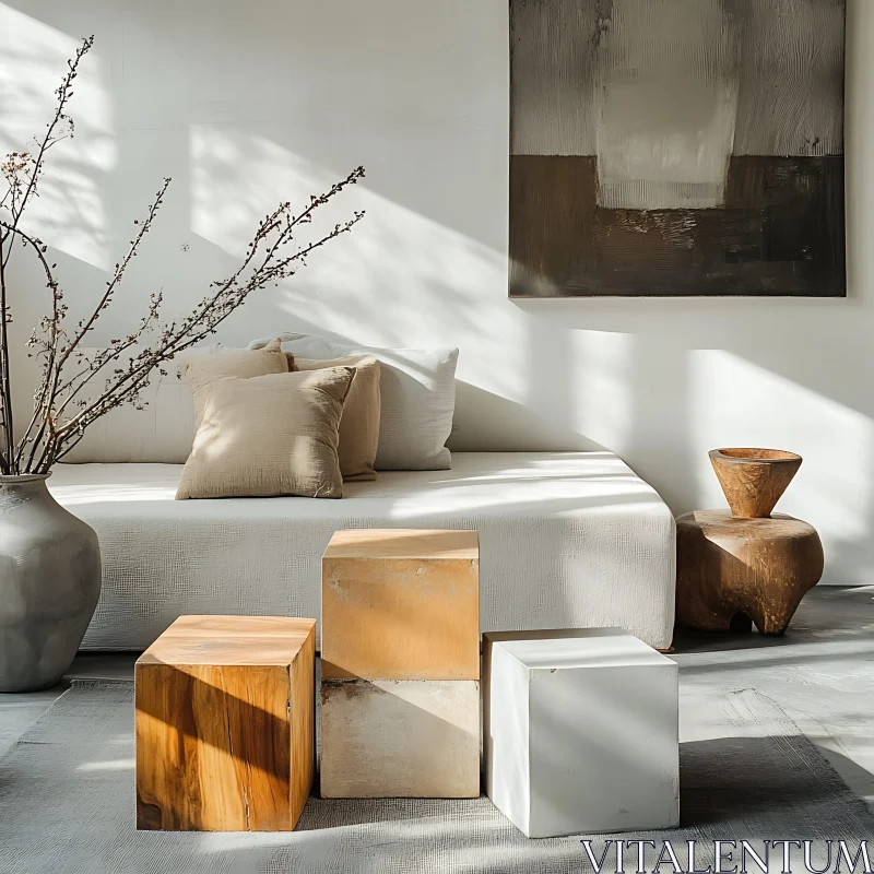 Serene Home Decor with Abstract Art AI Image