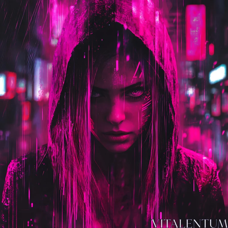 AI ART Neon Cityscape Cyberpunk Woman Portrait