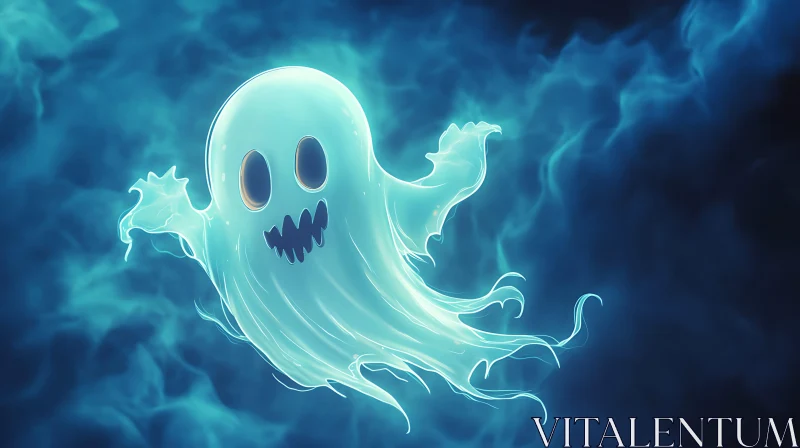 Playful Ghost in Blue Hues AI Image