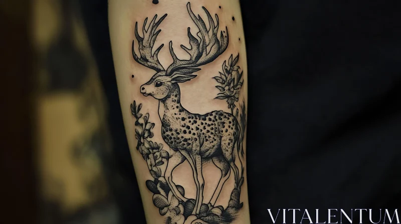 Intricate Deer Tattoo on Arm AI Image