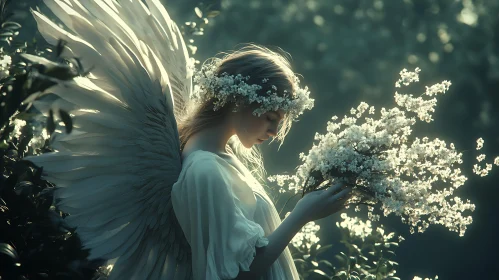 Angel with White Flowers