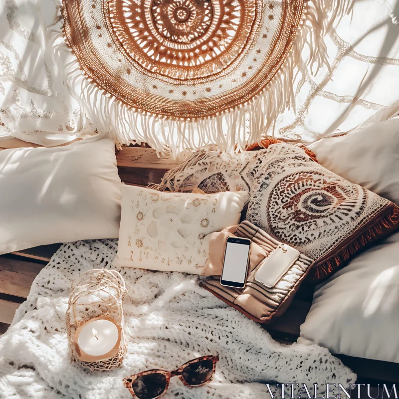 AI ART Cozy Boho Relaxation Still Life