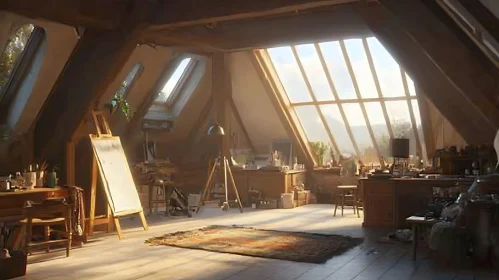 Cozy Attic Artist Workspace