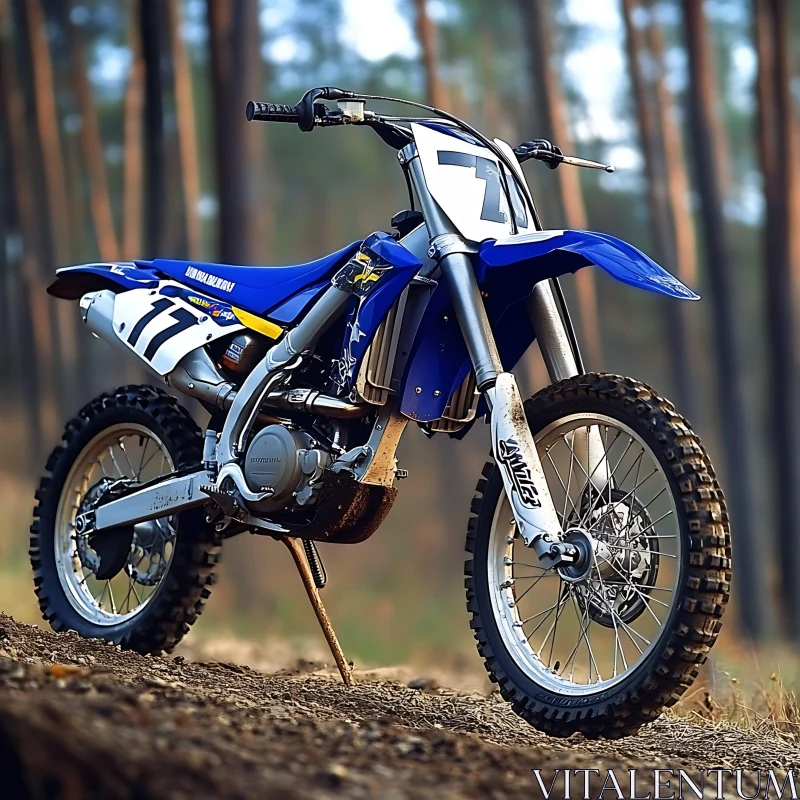 Blue Yamaha Motorcycle on Dirt Road AI Image