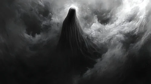 Monochrome Shrouded Figure Art Print