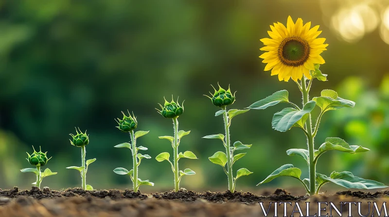 Stages of Sunflower Development AI Image