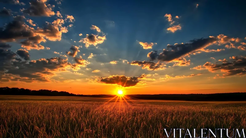 AI ART Wheat Field at Sunset