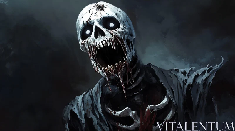 AI ART Horrific Zombie Illustration - Skeleton Monster