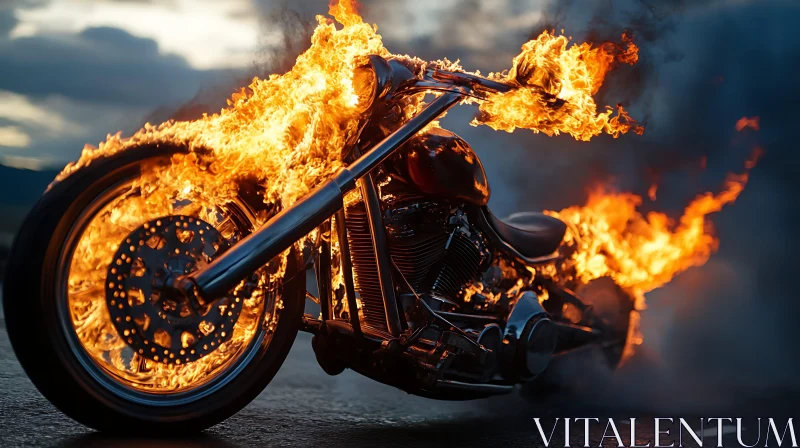 Burning Motorcycle: A Fiery Display of Power AI Image