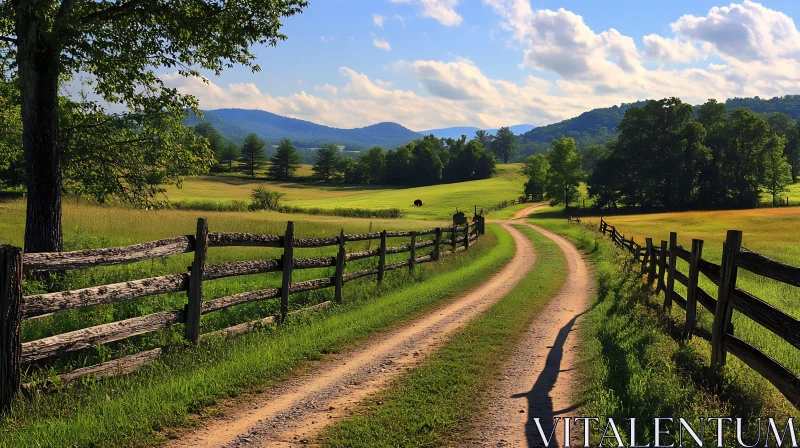 Picturesque Rural Landscape with Dirt Path AI Image